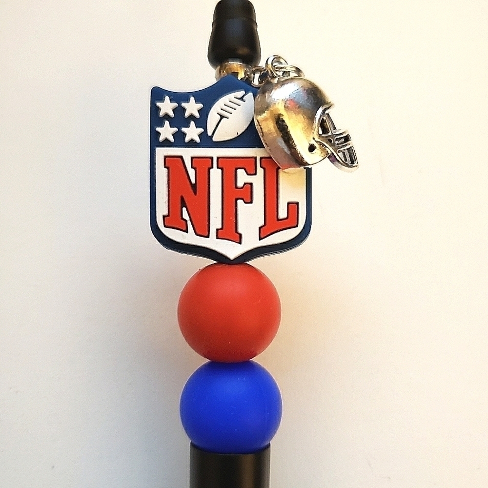 Handmade NFL Football Beaded Silicone Focal Bead Pen